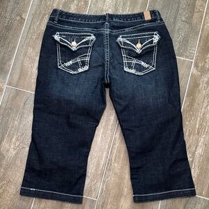 Maurices Navy Cropped Jeans with Contrast Stitching